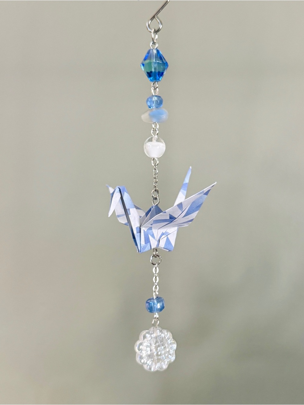 Origami Ornament #2535 - Small Crane with Paper Crane Pattern